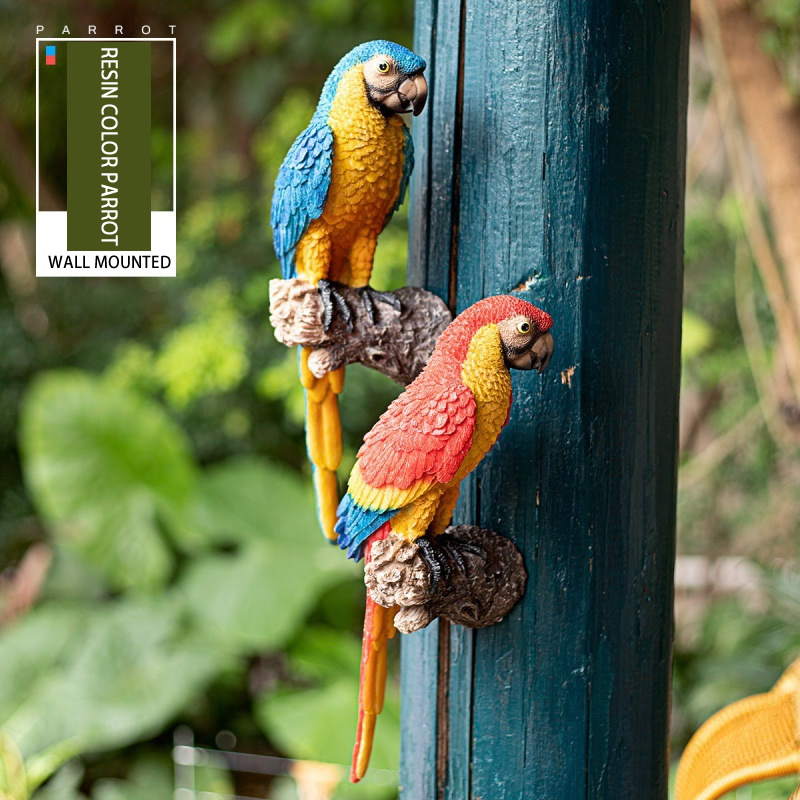Interior Design Office - Creative Resin Parrot Statue Tree Wall