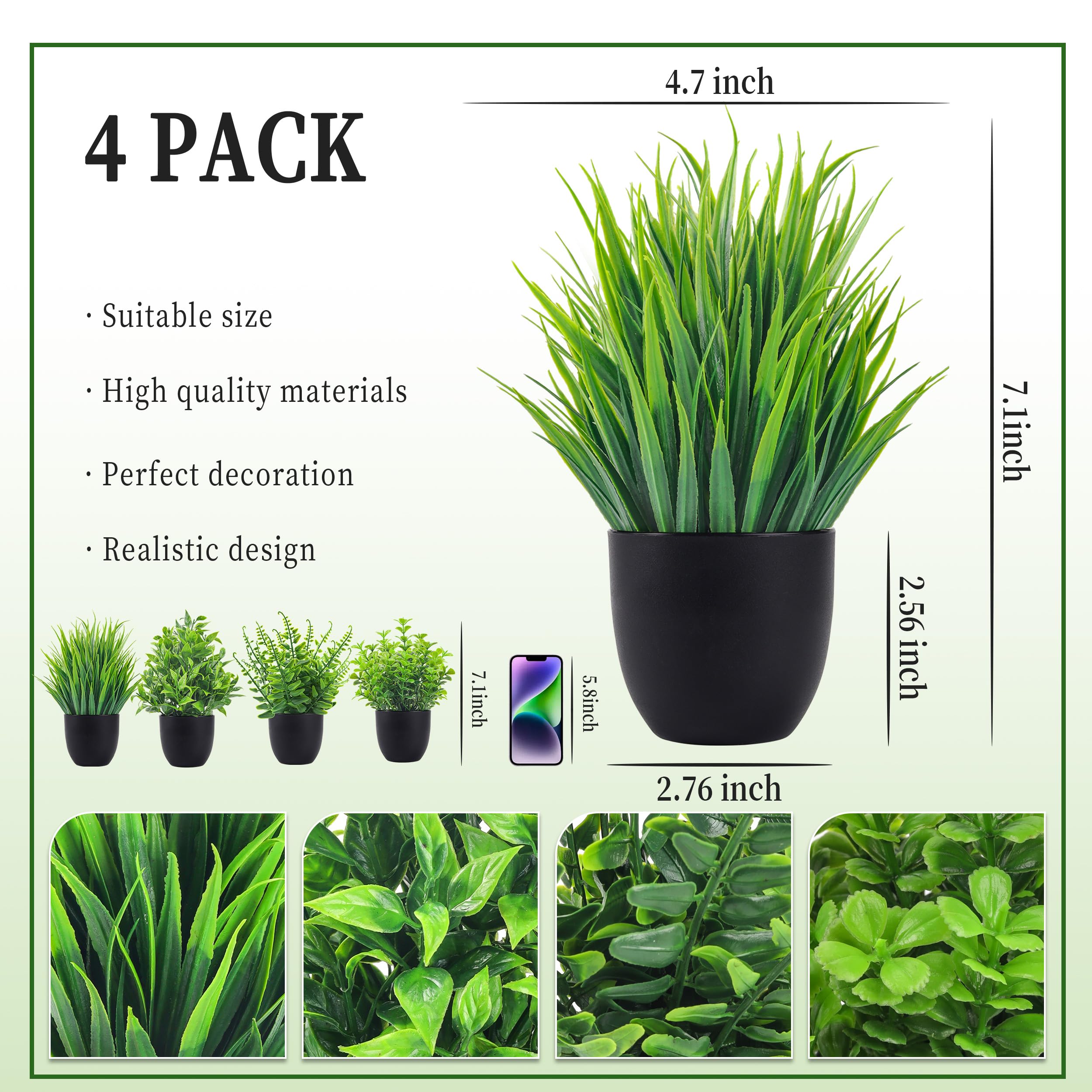 4 Packs Fake Plants Artificial - Interior Design Office recension och pris