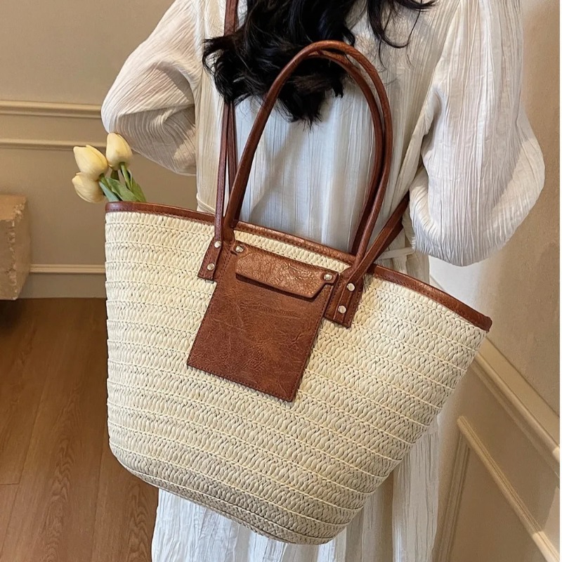Woven Shoulder Bag Straw Baske - Interior Design Vintage Style recension och pris