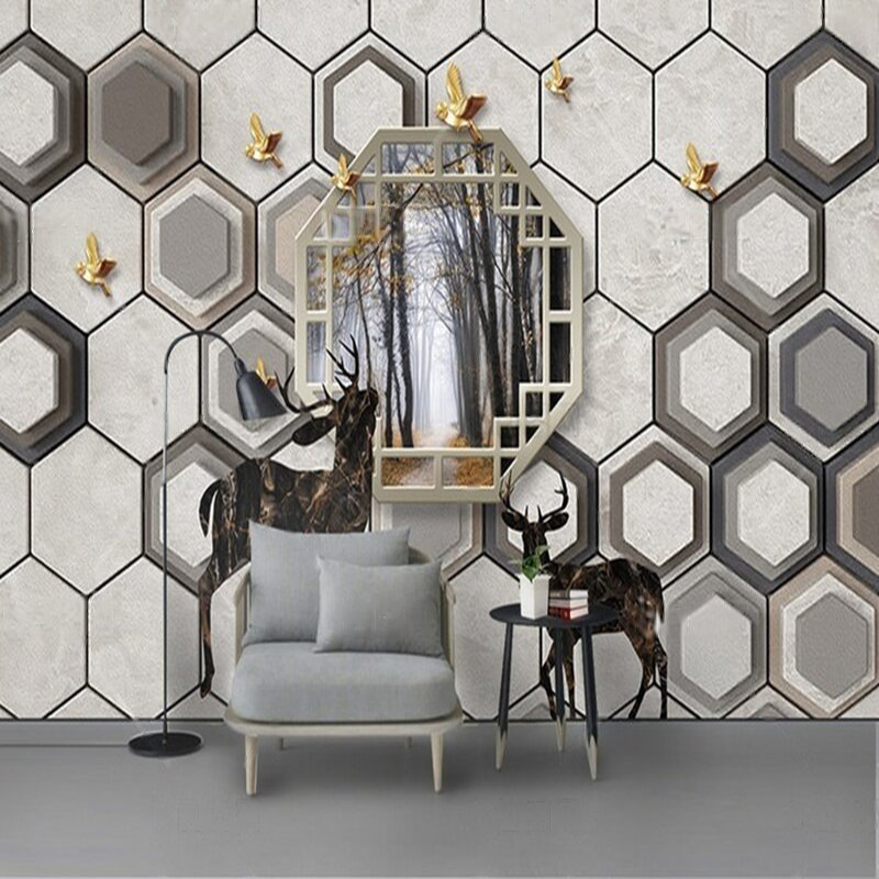 Custom 3D Geometric Pattern Wa - Interior Design With Wallpaper recension och pris