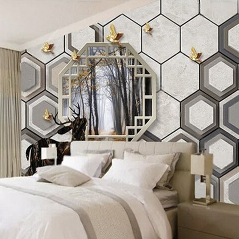 Custom 3D Geometric Pattern Wa - Interior Design With Wallpaper recension och pris