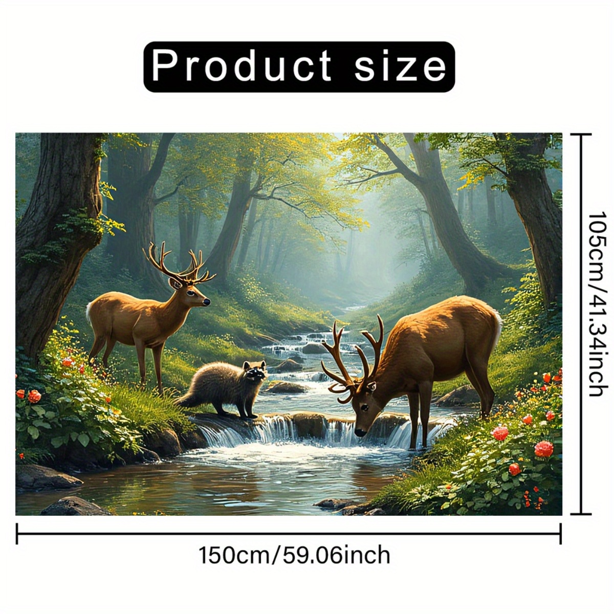 Deer Forest Stream Wall Mural  - Interior Design With Wallpaper recension och pris